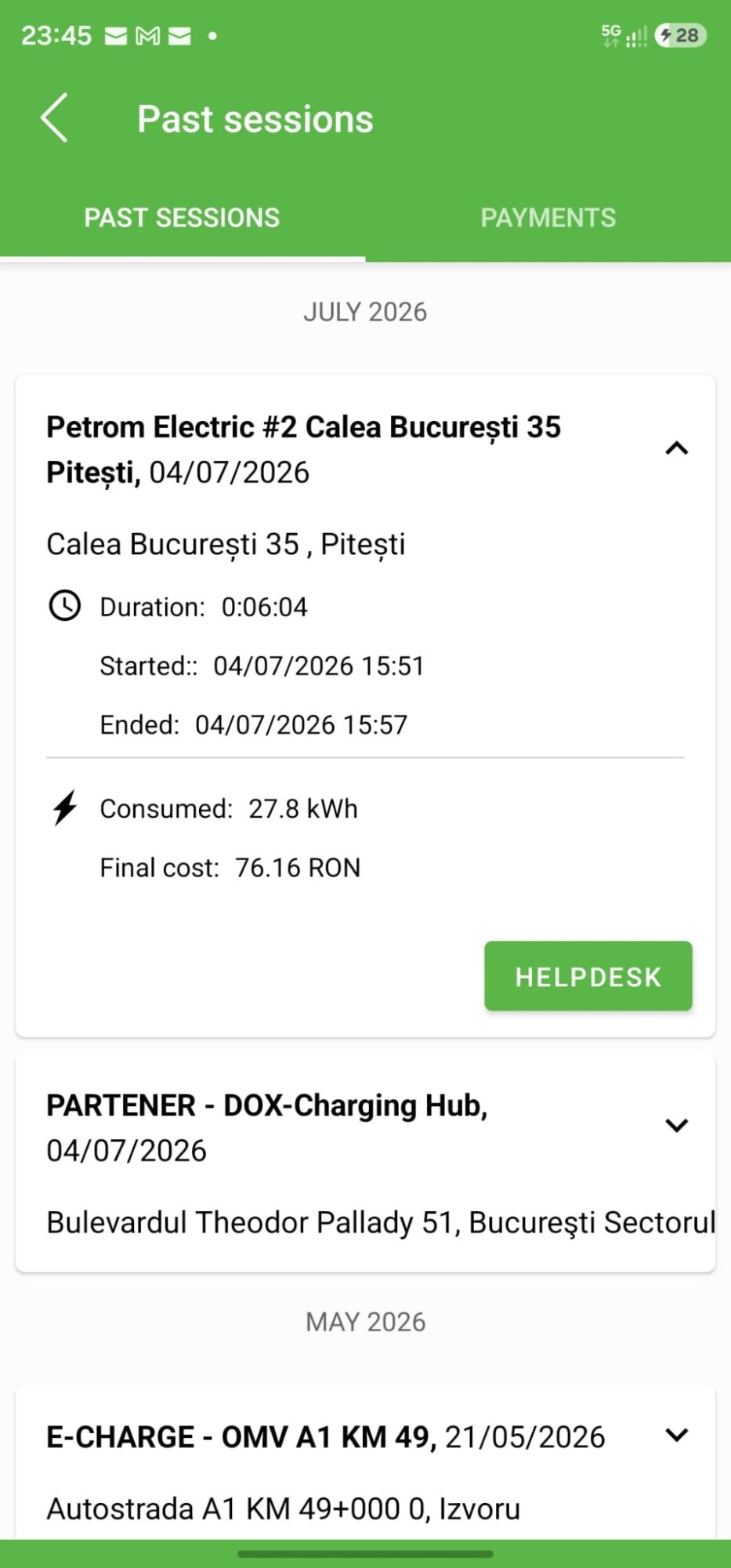 Chitanța încărcării Petrom Electric, Pitești